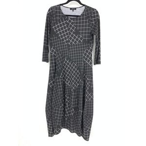 Comfy USA S Midi Dress Abstract Window Pane Grid